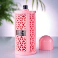 Now Women Rave Lattafa edp honeycomb design cylindrical pink case closeup front