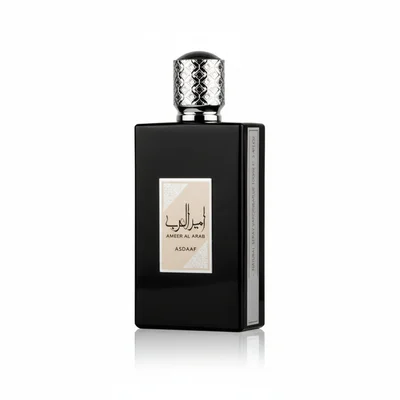 Ameer Al Arab Asdaaf edp men black fragrance spray white background closeup