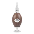 Hala Lattafa edp brown wooden bottle silver cap closeup front white background