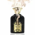 Nasheet Lattafa unisex edp black cracked fragrance smoke rising gold cap closeup front