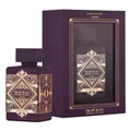 Badee Al Oud Amethyst Lattafa purple gold unisex fragrance spray packaging closeup front