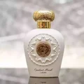 Opulent Musk Lattafa white elegant unisex fragrance edp reflective surface closeup front side
