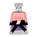 Lattafa Washwasha eau de parfum purple liquid in clear glass elegant pink cover black ribbon