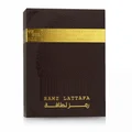 Lattafa ramaz gold woman perfume packaging brown colour close up view front side profile photo