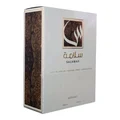 Lattafa salamah perfume packaging in white colour background close up view side angled photo shoot