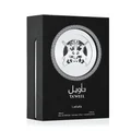 Taweel Lattafa unisex eau de parfum black rectangular packaging white background closeup side view