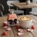 Washwasha Lattafa eau de parfum wooden table next coffee cup rose petals raspberries side
