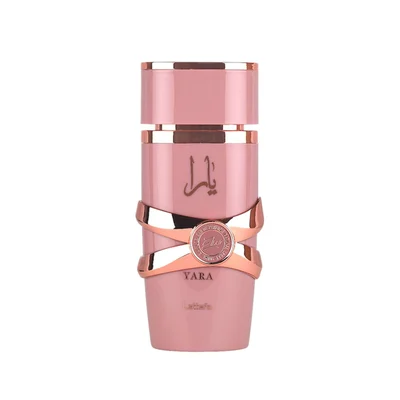 Yara Elixir Lattafa pink fragrance eau de parfum edp sleek cylindrical rose gold packaging