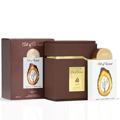 Art of Wood Lattafa Pride edp kotak coklat latar putih sudut rendah