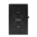 Maharjan Silver Lattafa Pride edp black packaging white background closeup front view