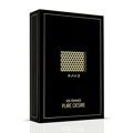 Black packaging of Rave Pure Desire Gold on white background closeup view slightly angled right