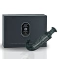 Niche Emarati Khanjar by Niche Emarati 85ml EDP — Black box with silver label and ornate dagger-shaped perfume bottle