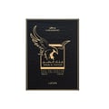 Lattafa Malik Al Tayoor Concentrated 100ml — Black perfume bottle with gold cap and eagle emblem, next to its black and gold patterned box with matching emblem. | Lattafa Malik Al Tayoor Concentrated 100ml — Botol minyak wangi hitam dengan penutup emas dan lambang helang, bersebelahan kotak corak hitam dan emasnya