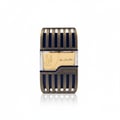 Al Azal Lattafa edp unique design bottle dark golden white background