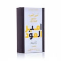 Ameer Al Oudh Intense Lattafa edp packaging white background closeup box side front