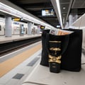 Asad Lattafa edp beg hitam atas bangku platform kereta api dekat