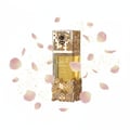 Atheeri Lattafa women fragrance decorative gold glass amber liquid rose petals floating