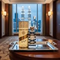 Oud Mood Lattafa perfume bottles silver tray hotel room setting Malaysia