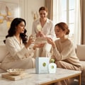 perempuan pakai Opulent Musk Lattafa ruang tamu classy Malaysia