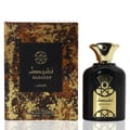 Nasheet Lattafa elegant black glass bottles packaging boxes gold accents white