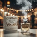 Pure Musk Lattafa fragrance glassy transparent square elegant clear brown liquid smoke