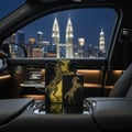 Lail Maleki Lattafa unisex edp in car interior kuala lumpur city skyline night