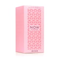 Now Women Rave Lattafa edp pink packaging spray white background closeup