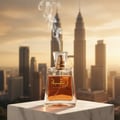 Botol kaca coklat Lattafa Raghba edp unisex atas lantai marmar putih