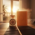 Nebras Elixir Lattafa perfume botol & kotak meja kayu dekat tingkap petang