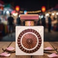 Nebras Elixir Lattafa perfume putih classy meja kayu gerai pasar malam dekat