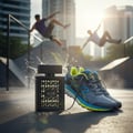 Now Rave Lattafa cologne amidst sneakers skate park setting outdoors daily life
