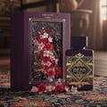 Badee Al Oud Amethyst Lattafa ungu mewah perfume lantai karpet dekat bunga
