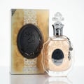 Lattafa Rouat Al Musk glass bottle decoration with white gold minimalist elegant box
