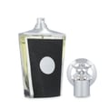 Taweel Lattafa unisex edp perfume sleek black silver glass bottles closeup view front side