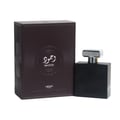 Wajood Lattafa eau de parfum, botol hitam, kotak coklat mewah, latar putih